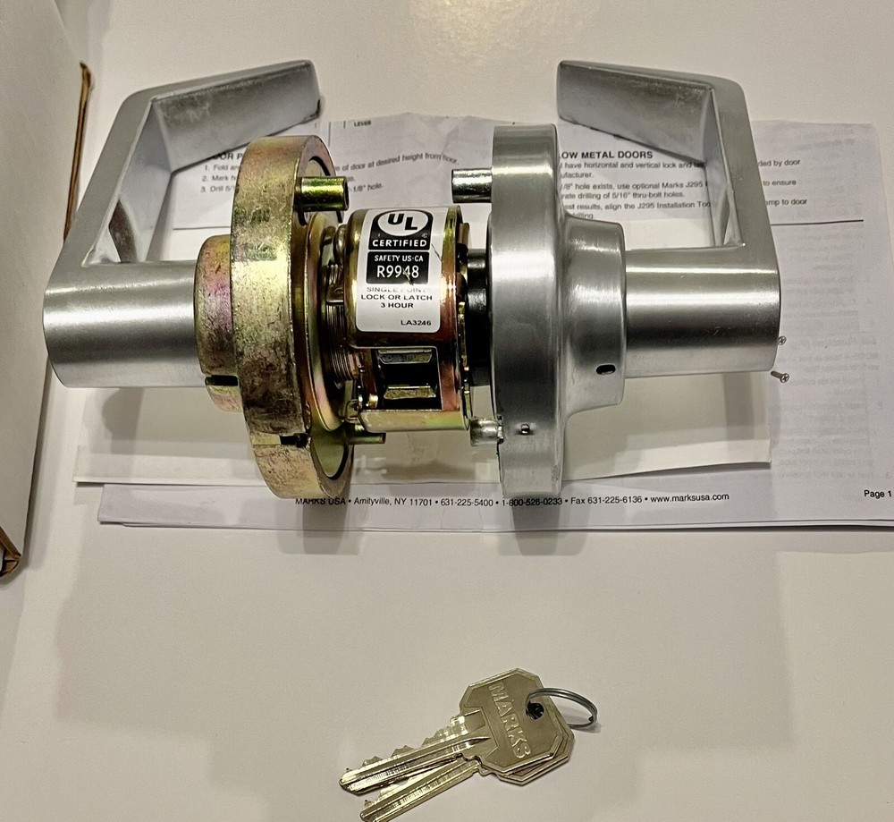 MARKS USA 195RAB/26D Lever Lockset &Core And Keys Mechanical,Entrance,Grd. 1 be
