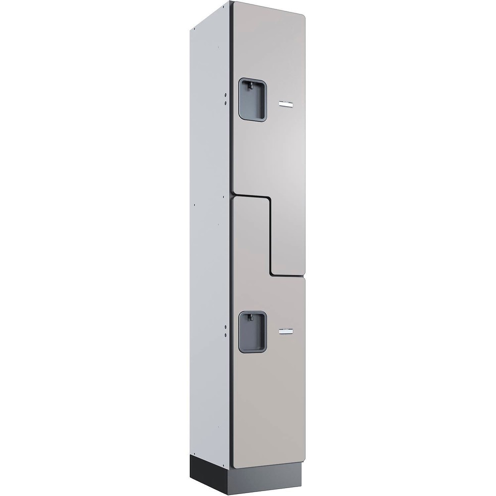 Global Industrial 2-Tier 2 Door Wood Locker 12″W x 15″D x 72″H Gray Unassembled
