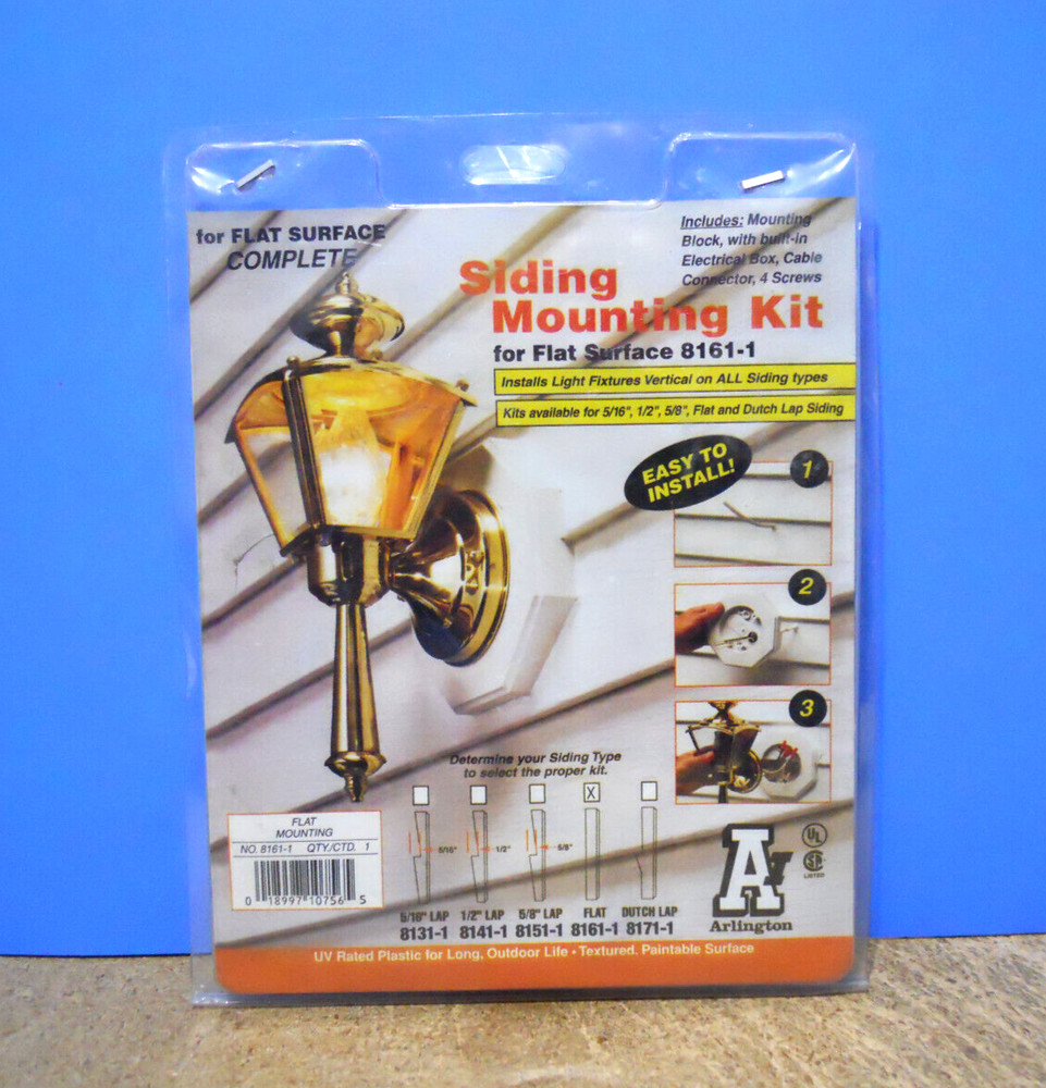 Arlington Siding Mounting Kit Built-In Box for FLAT SURFACE Siding 8161-1 White