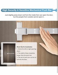 IRONWALLS Door Push Bar Panic Exit Device Aluminum Handle Lever SILVER 32-47″