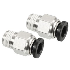 2 Pcs 1/8NPT Push to Fit 1/4” OD Hose Connect Fittings, Black & Silver Tone