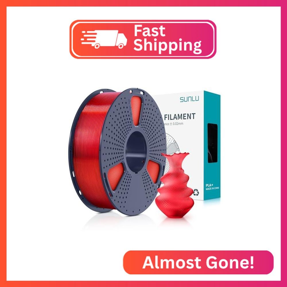 SUNLU PLA Plus Filament 1.75mm Transparent Red 1KG