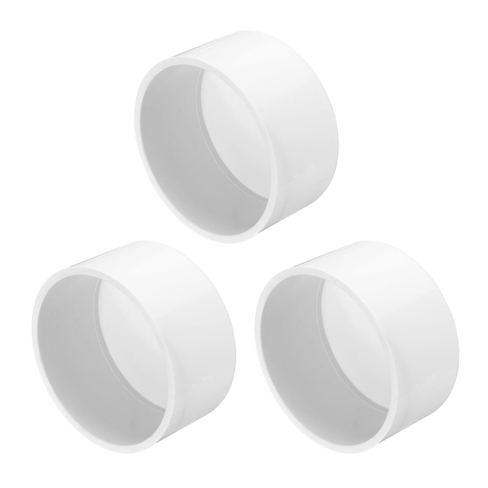 3Pcs Pipe End Cap Fitting 2.5 Inch Plug Adapter Socket Fittings White