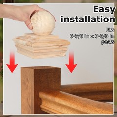 Hosuly 4×4 (Actual 3-5/8″) Wood Post Caps with Ball Finial, Rot Resistant Ced…