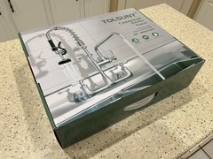 NEW! 21″ High Commercial Pre-Rinse Sink Faucet, Wall Mount, 8″ Adjustable Center