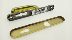 314.451/7100 door handles polished brass PZ 92, dimension 210mm 1 half grt 35 with Dr. 1090