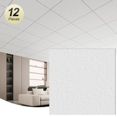 Art3d 12-PCS 24in x24in PVC Drop Ceiling Tiles, 3D Wall Panels Cover 48 Sq.ft