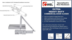 Extra Heavy Duty/Ul Listed Commercial Automatic Door Closer, Cast Iron Body & F