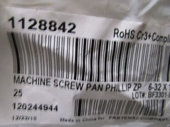 #6-32 x 1-3/4″ Phillips Drive Pan Head Zinc Finish Steel Machine Screw QTY 75