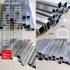 Aluminium Alloy Square Tube Hollow DIY Decoration Height 6-25mm Length 300 500mm
