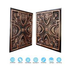 Ceiling Tile Faux Tin Painted Plastic Wall Panel PL11 Traditional copper 10Pcs