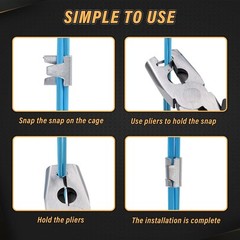 900pcs Rabbit Chicken Wire Cage Clips with Fence Pliers and Hog Rings Yellow
