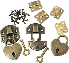 2 Sets 27 X 30mm Hasp Latch and Mini Box Hinges, Mini Decorative Lock Buckle …