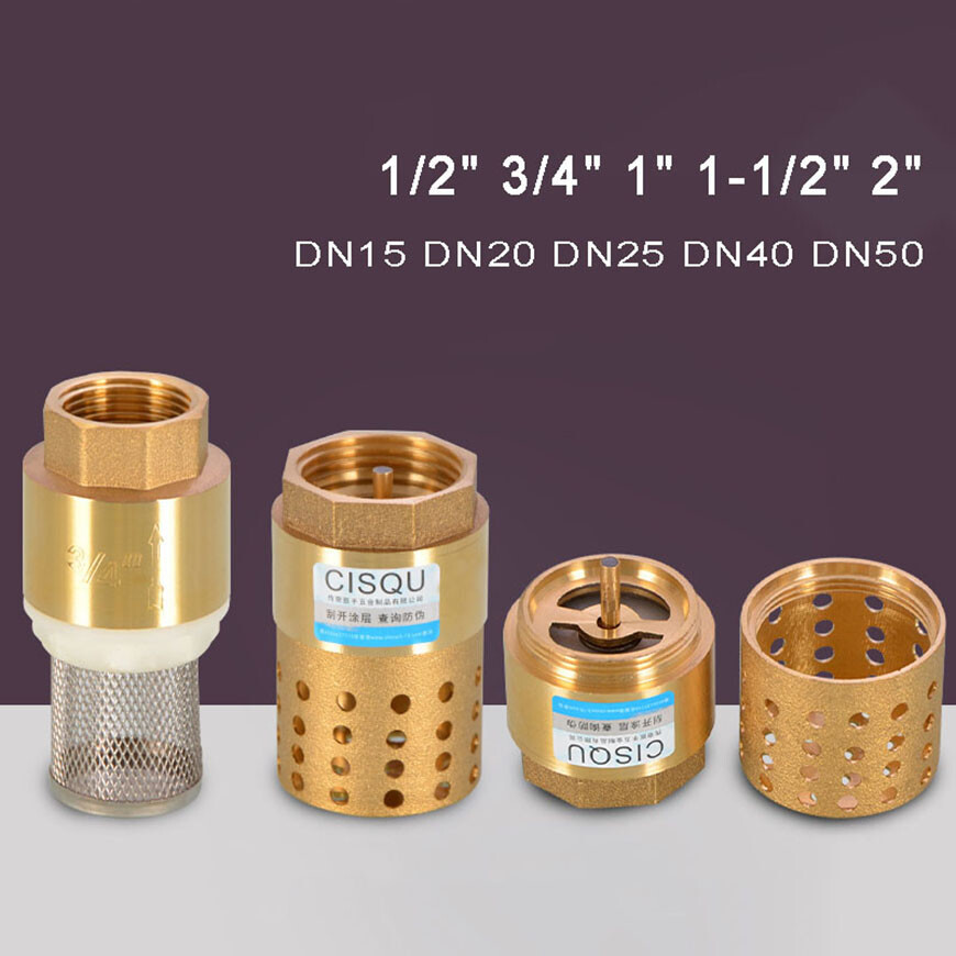 Brass Check Valves Mesh Strainer Filter Bottom: Non-Return Valves 1/2″ To 2″ BSP