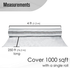 Radiant Barrier, Insulation Roll, Attic Insulation, 1000 Sqft, 250X4, Reflective