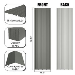 20 Pcs 18.9”x72.85” Grey Corrugated Galvanized Metal Roofing Panels
