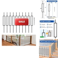 Muzata 10Pack 44” Wrought Iron Balusters for 1/2″ Square Metal Staircase WT29