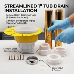 Fundyliue Freestanding Tub Drain Free Standing Bathtub White and Yellow