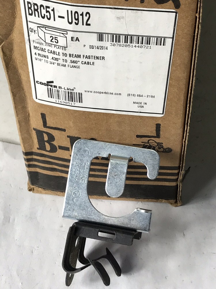 COOPER B-LINE BRC51-U912 MC/AC CABLE To BEAM FASTENER 4 Runs (24 PACK)