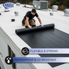 ANJON EPDM Roofing Rubber 25′ x 35′ | 45 Mil Roof Membrane for Flat Roof, RV