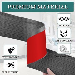 Lsgcq Flexible Baseboard Molding Trim 4 Inch X 60 Feet Self-Adhesive Vinyl Wall