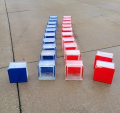 Rare Pittsburgh Corning Glass Blocks Decora Colored Red & Blue 6x6x4 Retired MCM