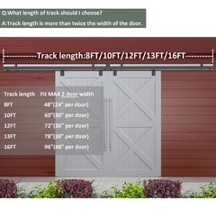 DIYHD 13FT Exterior Double Sliding Barn Door Hardware,Heavy Duty Wall Mount B…