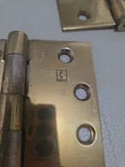 Set of 3 Hager 1279 4.5” x 4” Vintage Brass Door Hinges US3 632