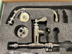 NEW! 21″ High Commercial Pre-Rinse Sink Faucet, Wall Mount, 8″ Adjustable Center