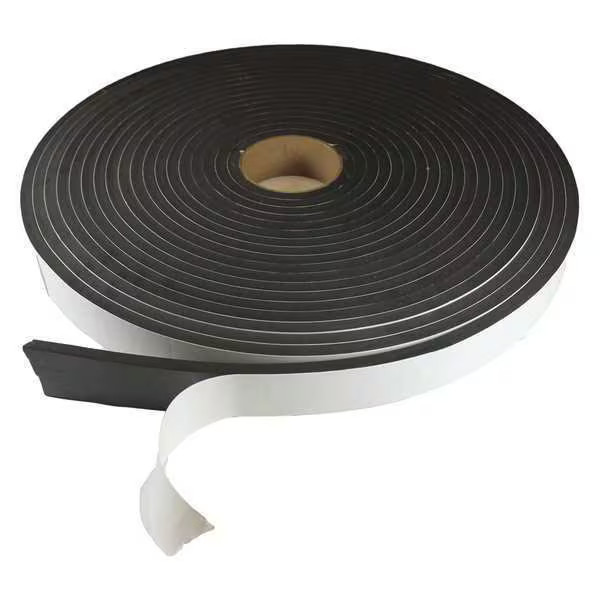 Foam Roll, Water-Resistant Closed Cell, 1 in W, 50 ft L, 1/4 in Thick, Black