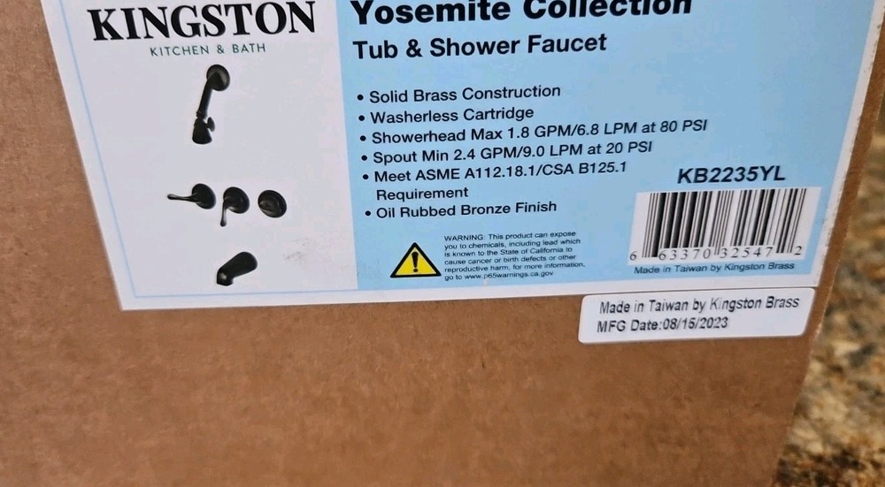 Kingston Brass KB2235YL Yosemite Three Handle Tub Shower Faucet Oil Rubbed