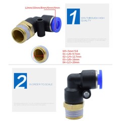 Male 90° Elbow Push In Fit Pneumatic Fittings Air Line Water Hose Tube Fitting