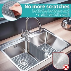 Dunkive 3 Pack Sink Mat and Saddle Set, 13.4 x 11.5 Inch Protectors Gray