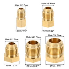 5 Pack SAE Flare Male 1/4″ 3/8″ 1/2″ 5/8″ 3/4″ Brass Seal Plug