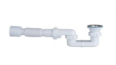 Bath Shower Drain Low Profile p Trap 1 1/2″ Flat 1.5 inches, White