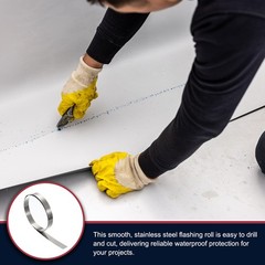 0.6in x 3.3ft Stainless Steel Flashing Roll, 0.2mm Metal Roof Panels