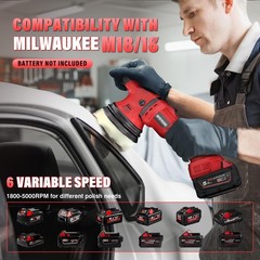 Cordless Buffer Polisher Kit for Milwaukee 18V/M18 Battery (No Battery), 6-In…