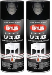Krylon K07030 Lacquer Spray Paint Gloss Black, 12 12 Ounce (Pack of 2), Black
