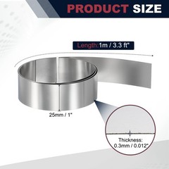 1in x 3.3ft Stainless Steel Flashing Roll, 0.3mm Metal Roof Panels