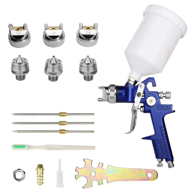 Hotorda Hvlp Spray Gun Replaceable 1.4Mm 1.7Mm 2.0Mm Nozzles Needle Cap