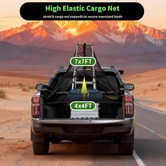 Double Layer Cargo Net for Pickup Truck Bed, Stretchable 4″x4″ to 7″x7″, High…