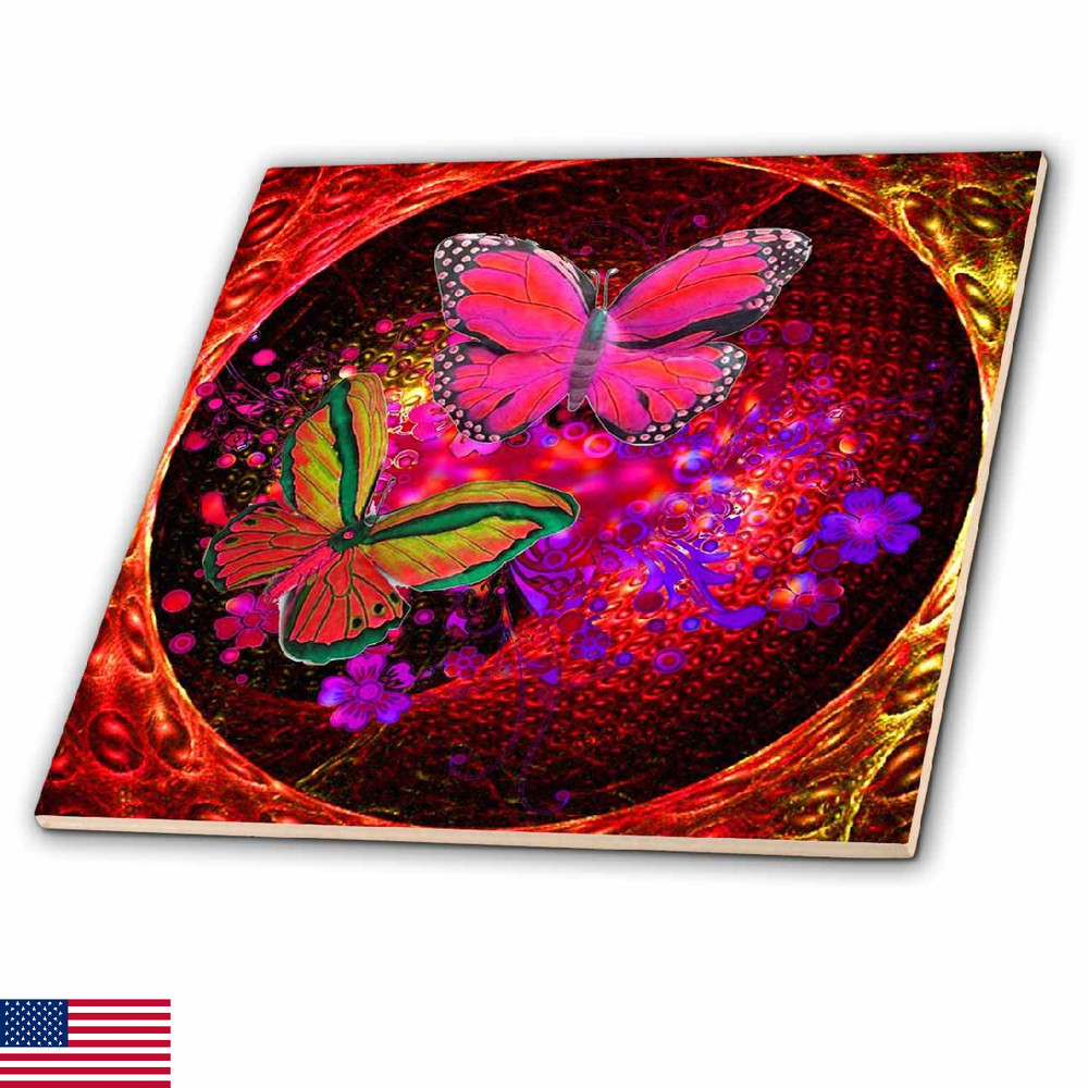 3dRose ct_128824_4 Bright Oranges, Reds, Pinks,Blues, Purples and Abstract Butte