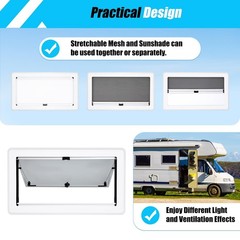 RV Caravan Camper Van Hinged Push Out Window 70° Vent Hatch 35.4×19.7in US Stock