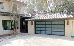 Full View [16′ x 7′] Black Anodized Aluminum & White Laminate Glass Garage Door
