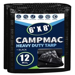 Black Tarps Heavy Duty Waterproof 6×8, 12 Mil Thick, High Durability, Rip and…
