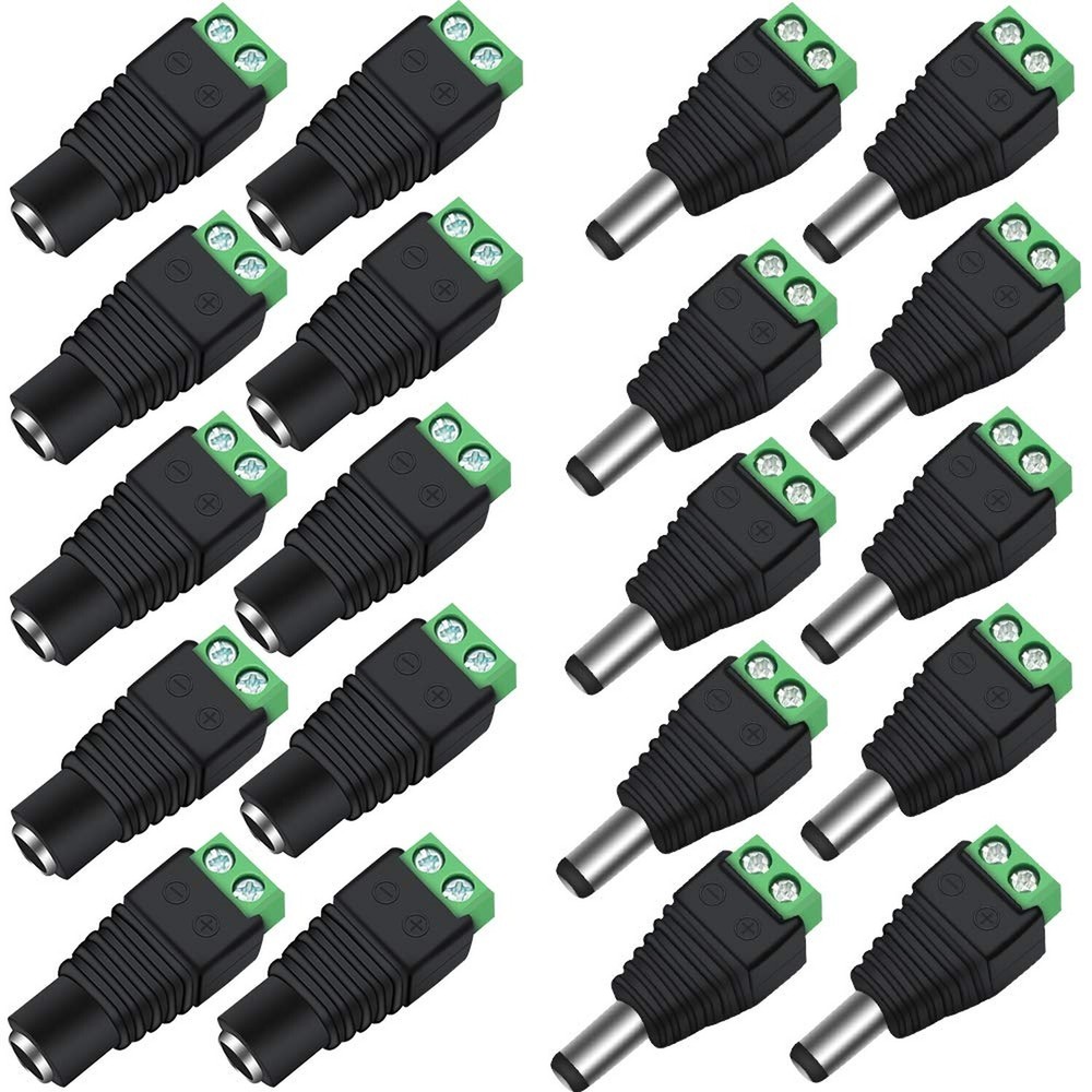 inShareplus 10 Pairs 12V Male and Female 2.1×5.5mm DC Power Jack Plug Adapter…