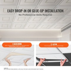 Ceiling Tiles,12-Pack 24 x 24 in,Drop Ceiling Tiles Premium PVC Sheet,Easy Insta