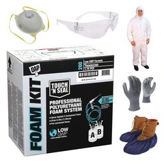 Touch N Seal Foam Kit 200GWP & PPE Coveralls Gloves Glasses Boot Covers and Mask