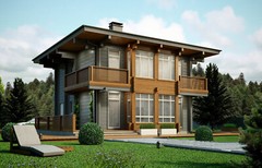 MODERN LOG HOUSE KIT #LH-215-1 ECO FRIENDLY WOOD PREFAB DIY BUILDING CABIN HOME