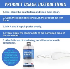 Quartz Countertop Chip Repair Kit White Granite & Marble Crack Filler, Stone Fix